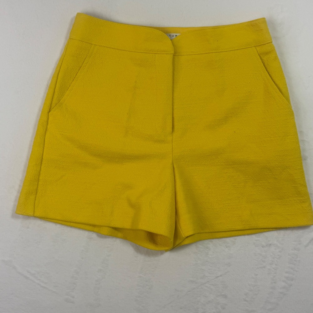 Trina Turk Textured Crepe Tailored Shorts Yellow‎